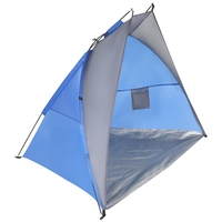 Cort plaja pentru 2 persoane, cu protectie UV si podea izolanta, 200x100x105 cm, albastru si gri
