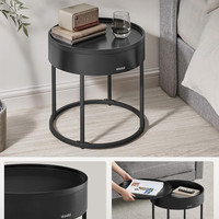 VASAGLE Set 2 masute cafea, cu blat detasabil si spatiu de depozitare ascuns, 45x45x42 cm, culoare nuc