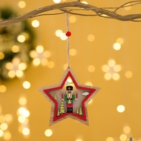 Ornament de Brad, Flippy, cu Lumini LED, din Lemn, Figurina Spargatorul de Nuci, Model Stea, Multicolor