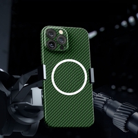 Husa de protectie pentru iPhone 14 Plus, Vafy, Magnetica, MagSafe, Carbon Fiber Protectie Antisoc, Verde
