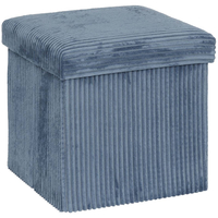 Taburet pliabil Atmosphera Arum din material tip catifea raiat, 38x38x38 cm, albastru inchis