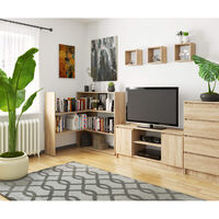 Etajera de colt pentru carti si decoratiuni, cu 3 rafturi, PAL laminat 16 mm, 174x30x109 cm, stejar sonoma