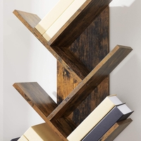 VASAGLE Biblioteca de podea cu 8 etaje, cu rafturi din lemn in forma V, 25x141x50cm, maro rustic