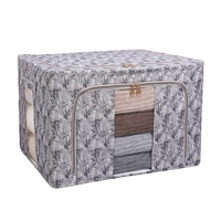 Cutie Depozitare, Vafy, 66L, din Material Textil, 50 x 40 x 33 cm, pentru Haine si Lenjerii, Model Bambus, Negru