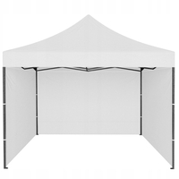Cort tip pavilion cu 3 pereti laterali, structura solida otel si acoperis impermeabil PVC, 3x3 m cu inaltime reglabila, alb