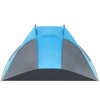 Cort plaja si picnic deschis Sersimo, protectie UV, 220x115x120cm, albastru gri