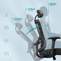 SONGMICS Scaun de birou ergonomic reglabil cu suport lombar si tetiera, maxim 120 kg, 70x70x125 cm, negru