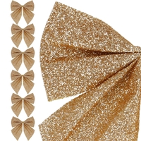 Set 6 ornamente pentru bradul de Craciun, fundita, 8cm, auriu