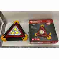Triunghi Multifunctional de Avertizare, Vafy, Lanterna LED, Impermeabil IP65, 800 lm, 2 x AA, Functie Incarcare Telefon, USB si Micro USB, COB, Portocaliu