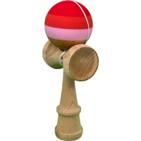 Kendama X Originala, Profesionala, Flippy, din Lemn, 18 cm, Rubber Grip, Rosu inchis/Rosu/Alb
