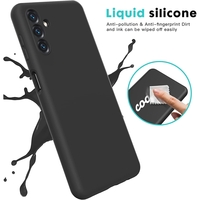Husa de Protectie, Vafy, pentru Samsung Galaxy A35, Liquid Silicone, cu Microfibra pe Interior, Protectie Antisoc, Compatibil Incarcare Wireless, Negru