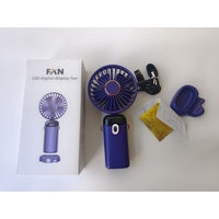 Ventilator Ultra Portabil cu Aromaterapie, Vafy, 3 in 1, de Mana, de Birou, de Gat, 5 Trepte de Viteza, Incarcare USB, Autonomie 12h, Pliabil, cu Ecran LCD, Mov