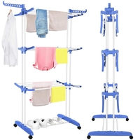 Uscator vertical pentru rufe, mobil si pliabil, cu doua umerase, 75x57x170cm, sarcina 15kg