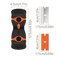 Racleta Multifunctionala pentru Curatare Sticla si Ceramica, Flippy, Design Ergonomic, Maner Anti-alunecare, Include 20 de Lame de Schimb, 12,5 x 4,5 cm, Portocaliu