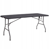 Masa dreptunghiulara pliabila multifunctionala, 1.8 m x 0.75 m x 0.75 m, neagra