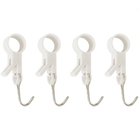 Set 4 Carlige Multifunctionale, Flippy, Tubulare, Pentru Baie/Bucatarie, din ABS, 8.7 x 3.5 cm, Alb