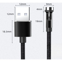 Cablu de incarcare magnetic 3 in 1 360 grade + 180 grade, 2 m, micro, type C, iPhone, 5 V, 2.1 A, Negru