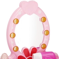 Masa toaleta pentru copii, cu taburet, 19 accesorii joaca, din plastic, 37x20x60 cm, roz