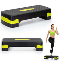 Stepper aerobic, ajustabil in 2 trepte, antiderapant, maxim 350 kg, 68x29x15 cm, negru si verde
