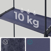 SONGMICS Garderoba pentru depozitarea hainelor, din material textil, cu 2 bare pentru umerase, 43x140x174cm, albastru