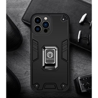 Husa Iron Warriors pentru iPhone 14 Pro Max, Vafy, Hybrid Ring Holder Kickstand, Negru