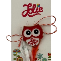 Martisor pentru copii, Jolie, Material Metal, Ambalaj Carton cu Design, Dimensiune Brosa Aproximativ 2x2 cm, Multicolor, Model Bufnita
