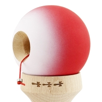 Kendama X Originala, Profesionala, Flippy, Cupe Mari KING SIZE V3, Rubber Grip, Gaura in Baza, Rulment Metalic, din lemn 18 cm, Ata 62/65 cm, Gradient Rosu/Alb