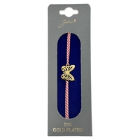 Bratara Placata cu Aur 24k, Jolie, Model FLUTURE PLIN, Martisor Bratara, cu Snur Alb/Rosu, Auriu