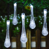 Instalatie Craciun, Tip Picaturi, 20 Led-uri, 5 metri, Alb rece, Energie solara, Senzor de lumina, Vafy