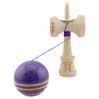 Kendama X Originala RAINBOW, Profesionala, Flippy, Cupe Mari KING SIZE V3, Super Sticky, Gaura in Baza, Rulment Metalic, din lemn 18 cm, Ata 62/65 cm, Indigo/Maro