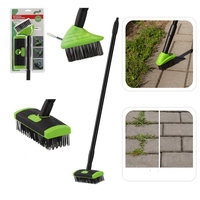 Perie telescopica 3 in 1 pentru buruieni si pavaj, cu peri din alama si maner metalic 140 cm, 3 piese
