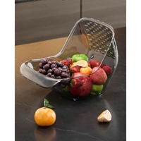 Cos de Spalat Legume/Fructe, Vafy, cu Scurgere Apa, din PET, 15.5 x 18.6 x 16.2 cm, Gri