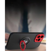 Husa de protectie Eagle eye pentru Apple iPhone 13 Pro, Rezistenta la socuri, Protectie camera, Cu inel de prindere magnetic rosu, Vafy, Negru