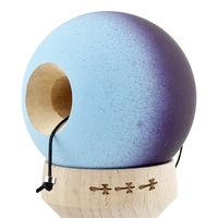 Kendama X Originala, Profesionala, Flippy, Cupe Mari KING SIZE V3, Rubber Grip, Gaura in Baza, Rulment Metalic, din lemn 18 cm, Ata 62/65 cm, Gradient Negru/Albastru deschis
