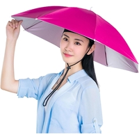 Umbrela de Cap, Flippy, Diametru 69 cm, Snur Reglabil de Cap, Protectie UV/Ploaie, Roz