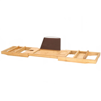 Raft cu tava pentru cada din bambus natural Sersimo 1024, extensibila, 75-110x23cm