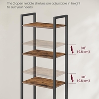VASAGLE Biblioteca inalta cu 6 rafturi si dulap, cadru metalic, rafturi reglabile, stil vintage, 40x24x160 cm, maro rustic