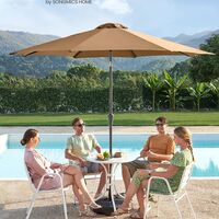 SONGMICS Umbrela de gradina, cu manivela pentru deschidere, sistem inclinare, 300cm, taupe