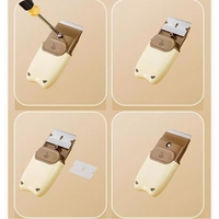 Mini Racleta de Curatare, Flippy, pentru Etichete, Adezivi, din ABS+ Metal, 2 Lame Incluse, Maro