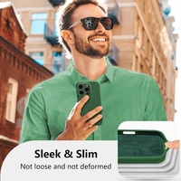 Husa de Protectie, Vafy, pentru iPhone 16 Pro Max, Liquid Silicone, cu Microfibra pe Interior, Protectie Antisoc, Compatibil Incarcare Wireless, Verde