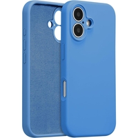 Husa de Protectie, Vafy, pentru iPhone 16, Liquid Silicone, cu Microfibra pe Interior, Protectie Antisoc, Compatibil Incarcare Wireless, Albastru