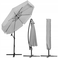 Umbrela de gradina cu brat lateral banana, cu husa, 300cm, gri deschis