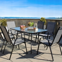 Set 2 scaune de gradina cu cadru metalic, stivuibile, 55x72x96cm, gri