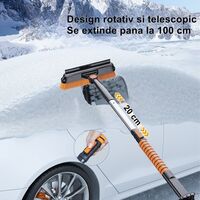Perie si Racleta Rotativa 3 in 1, Flippy, Perie Auto pentru Zapada, Telescopica, Detasabila, Material Aluminiu si ABS, 100 x 25 cm, Negru