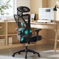 SONGMICS Scaun de birou ergonomic reglabil cu suport lombar si tetiera, maxim 120 kg, 70x70x125 cm, negru