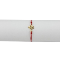 Bratara Martisor pentru Dama, Jolie, Model Copac, Set 12 bucati, Pandativ din Inox Auriu, Snur Ajustabil Impletit, Rosu