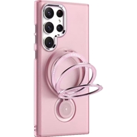 Husa de protectie Vafy, cu incarcare Wireless, Tehnologie Magsafe, TPU, Inel magnetic rotativ cu functie de suport, pentru Samsung Galaxy S23 Ultra , Rose Gold