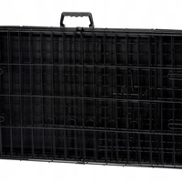 Cusca metalica pliabila pentru animale, cu maner si tava detasabila, 107x69x76 cm, negru