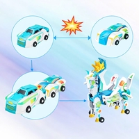 Jucarie Transformer Magnetica 3 in 1 Mars Deer Cosmic Planet, Flippy, 3 Masini Care se Transforma in Pegas Inaripat, Atractie Magnetica, 3+ Ani, din ABS, Albastru