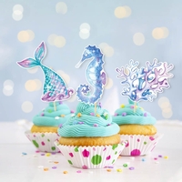 Set 6 Props-uri pentru Prajituri Sirena, Flippy, Colectia Mermaid, Multicolor